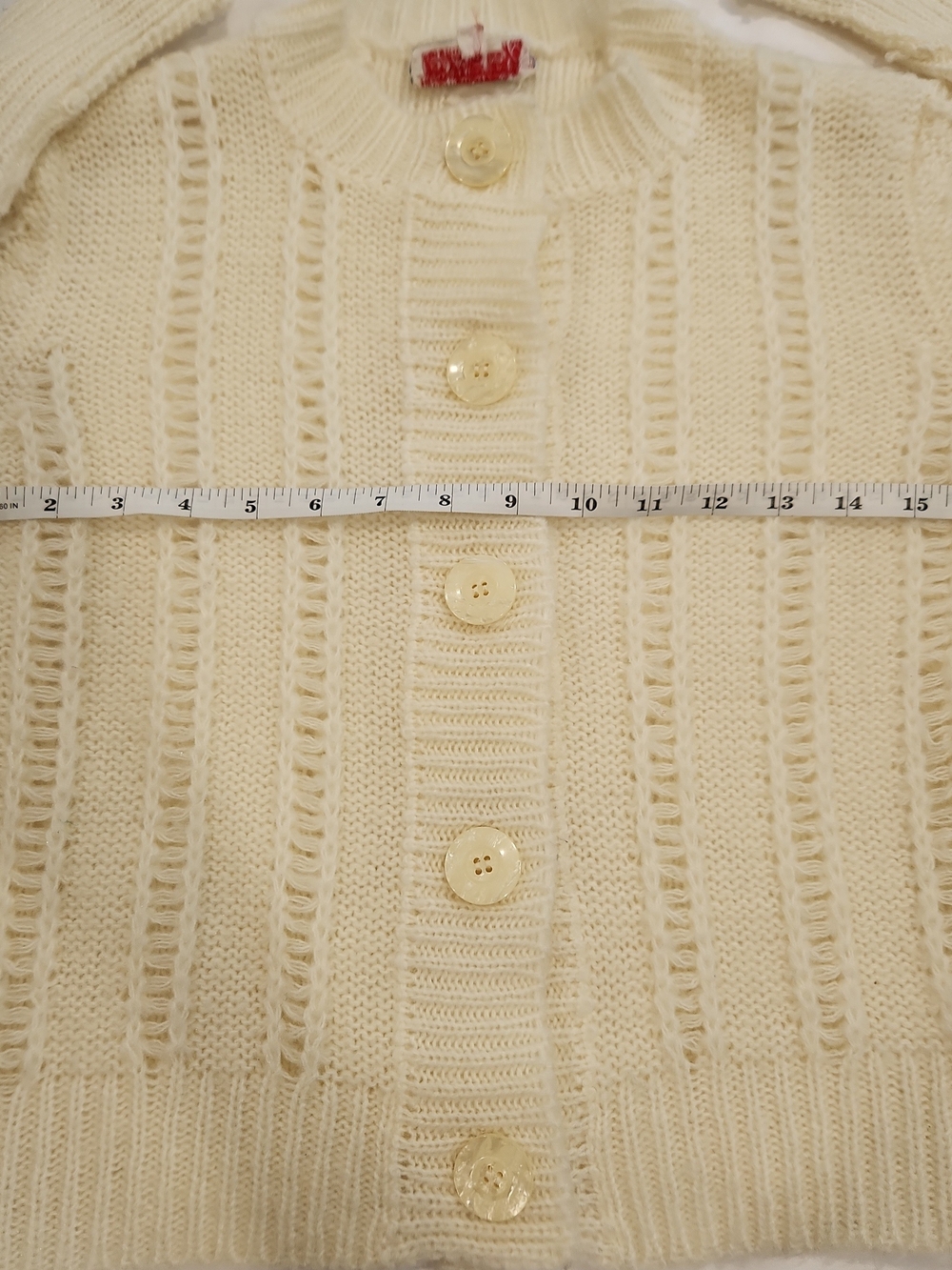 Vintage 70s-80s Jean Nicolas Paris Cardigan Sweater Large Ivory Cream - Picture 7 of 10